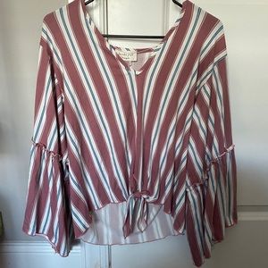 Stripped flared sleeve blouse